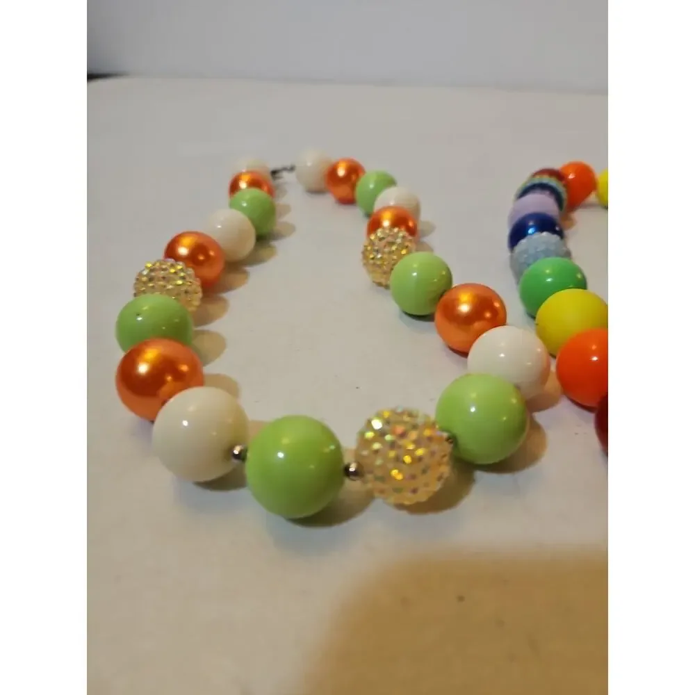 Kids Chunky Bubblegum Bead Necklaces - Lot Of 2 Children Jewelry Necklace